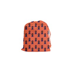 Nerdy 60s  Girl Pattern Orange Drawstring Pouch (xs) by snowwhitegirl