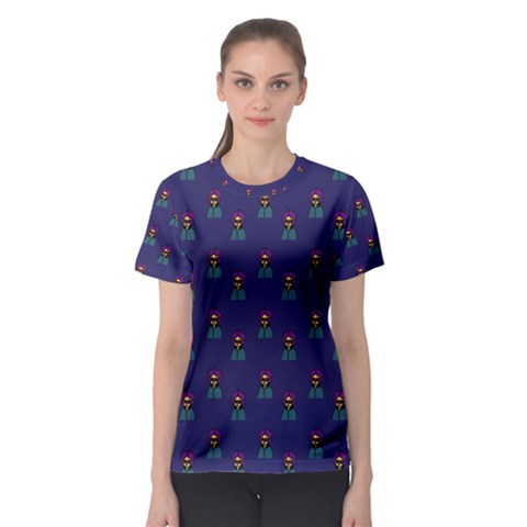 Nerdy 60s  Girl Pattern Blue Women s Sport Mesh Tee by snowwhitegirl