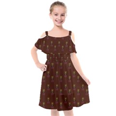 Nerdy 60s  Girl Pattern Red Kids  Cut Out Shoulders Chiffon Dress by snowwhitegirl