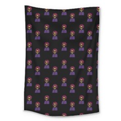Nerdy 60s  Girl Pattern Black Large Tapestry by snowwhitegirl