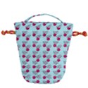 Cherries An Bats Aqua Drawstring Bucket Bag View1