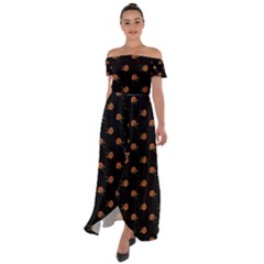Peach Rose Black Off Shoulder Open Front Chiffon Dress by snowwhitegirl