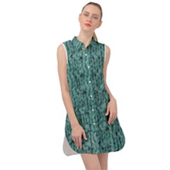 Knitted Wool Blue Sleeveless Shirt Dress by snowwhitegirl