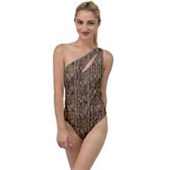 Knitted Wool Brown To One Side Swimsuit by snowwhitegirl