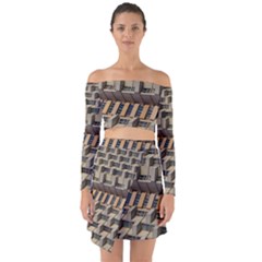 Architecture Geometry Off Shoulder Top With Skirt Set by Simbadda