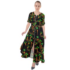 Carrots Pattern Waist Tie Boho Maxi Dress by bloomingvinedesign