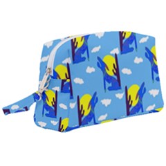 Blue Coyote Pattern Wristlet Pouch Bag (large) by bloomingvinedesign