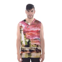 Lighthouse Ocean Sunset Seagulls Men s Sportswear by Sudhe