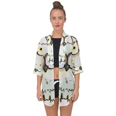Owl Bird Eyes Cartoon Good Open Front Chiffon Kimono by Sudhe