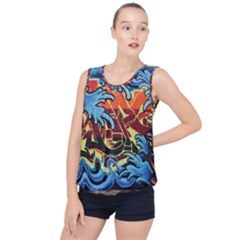 Graffiti Colourful Street Art Art Bubble Hem Chiffon Tank Top by Simbadda
