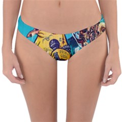 Graffiti Street Art Mountains Wall Reversible Hipster Bikini Bottoms by Simbadda