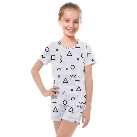 Memphis Pattern Kids  Mesh Tee And Shorts Set by Vaneshart