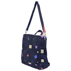 Memphis Pattern With Geometric Shapes Crossbody Backpack by Vaneshart