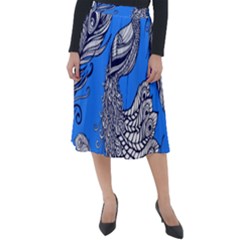 Peacock Bird Feathers Seamless Background Pattern Classic Velour Midi Skirt  by Vaneshart