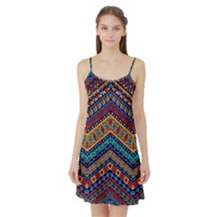 Full Color Pattern With Ethnic Ornaments Satin Night Slip by Vaneshart