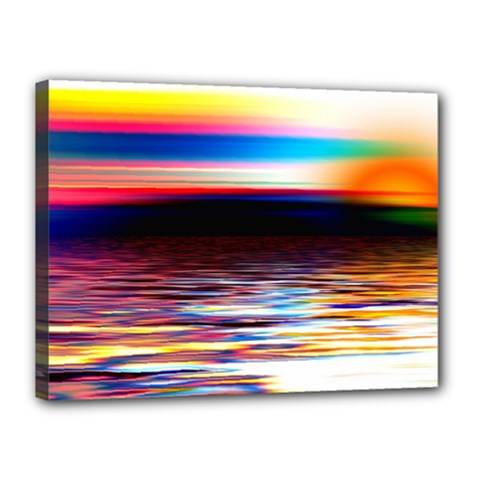 Lake Sea Water Wave Sunset Canvas 16  X 12  (stretched) by HermanTelo