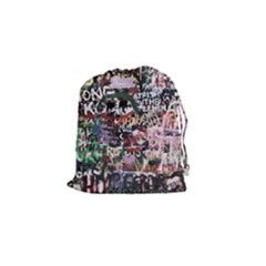 Graffiti Wall Background Drawstring Pouch (small) by Vaneshart