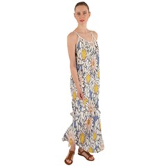 Flowers Pattern Lotus Lily Cami Maxi Ruffle Chiffon Dress by HermanTelo
