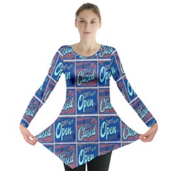 Open-closed-1 Long Sleeve Tunic  by ArtworkByPatrick