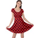 Pattern Red Black Texture Cross Cap Sleeve Dress View1