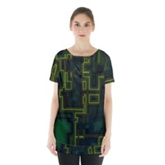 Seamless Pattern Texture Background Curcuit Skirt Hem Sports Top by Simbadda