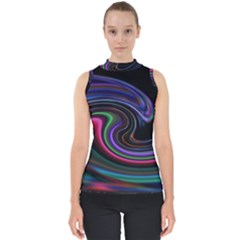 Art Abstract Colorful Abstract Art Mock Neck Shell Top by Simbadda