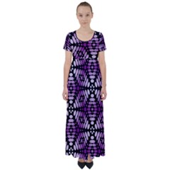 Pattern Purple Seamless Design High Waist Short Sleeve Maxi Dress by Simbadda