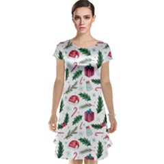 Christmas Background Cap Sleeve Nightdress by Simbadda