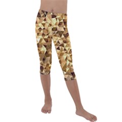 Pattern Fabric Shape Abstract Kids  Lightweight Velour Capri Leggings  by Simbadda