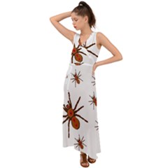 Insect Spider Wildlife V-neck Chiffon Maxi Dress by Mariart