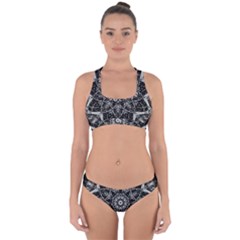 Black And White Pattern Monochrome Lighting Circle Neon Psychedelic Illustration Design Symmetry Cross Back Hipster Bikini Set by Vaneshart