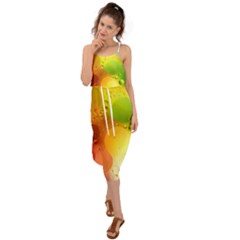 Abstract Sunlight Flower Reflection Color Macro Floating Yellow Circle Macro Photography Spheres Oil Waist Tie Cover Up Chiffon Dress by Vaneshart