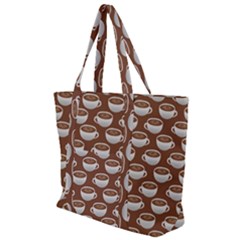 Coffee On Coffee Zip Up Canvas Bag by bloomingvinedesign