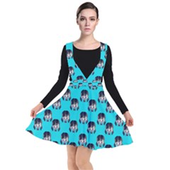 Forest Girl Bight Baby Blue Patttern Plunge Pinafore Dress by snowwhitegirl