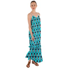 Forest Girl Bight Baby Blue Patttern Cami Maxi Ruffle Chiffon Dress by snowwhitegirl
