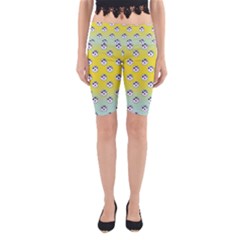 English Breakfast Yellow Pattern Mint Ombre Yoga Cropped Leggings by snowwhitegirl