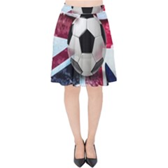Soccer Ball With Great Britain Flag Velvet High Waist Skirt by Vaneshart