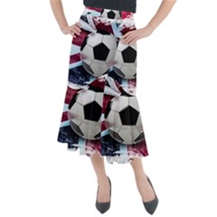 Soccer Ball With Great Britain Flag Midi Mermaid Skirt by Vaneshart
