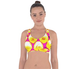 Pop Art Tennis Balls Cross String Back Sports Bra by essentialimage
