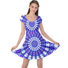 Pattern Background Color Cap Sleeve Dress by Vaneshart