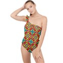 Seamless Frilly One Shoulder Swimsuit View1