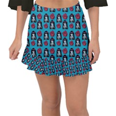 Girl Flower Pattern Blue Fishtail Mini Chiffon Skirt by snowwhitegirl
