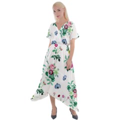 Leaves Cross Front Sharkbite Hem Maxi Dress by Sobalvarro