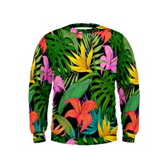 Tropical Greens Kids  Sweatshirt by Sobalvarro