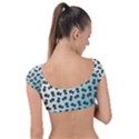 Blue Gradient Flower Cap Sleeve Ring Bikini Top View2