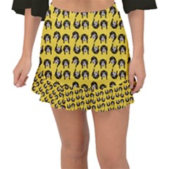 Retro Girl Daisy Chain Pattern Yellow Fishtail Mini Chiffon Skirt by snowwhitegirl