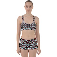 Vintage Hippie Girl Pattern Blue Perfect Fit Gym Set by snowwhitegirl