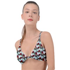 Vintage Hippie Girl Pattern Blue Knot Up Bikini Top by snowwhitegirl