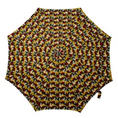 Vintage Hippie Girl Pattern Yellow Hook Handle Umbrellas (medium) by snowwhitegirl