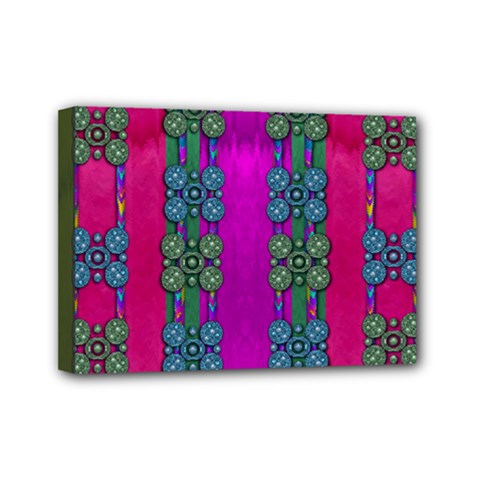 Flowers In A Rainbow Liana Forest Festive Mini Canvas 7  X 5  (stretched) by pepitasart